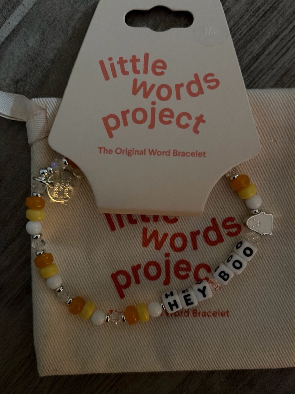 Kids 'Hey Boo' Yellow Bead Bracelet